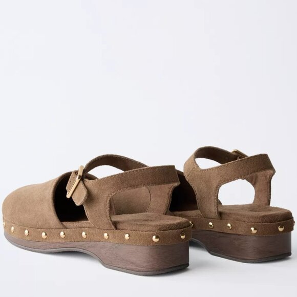 ZARA SPLIT LEATHER CLOGS - SIZE 6.5 (EUR 37) - Picture 3 of 8